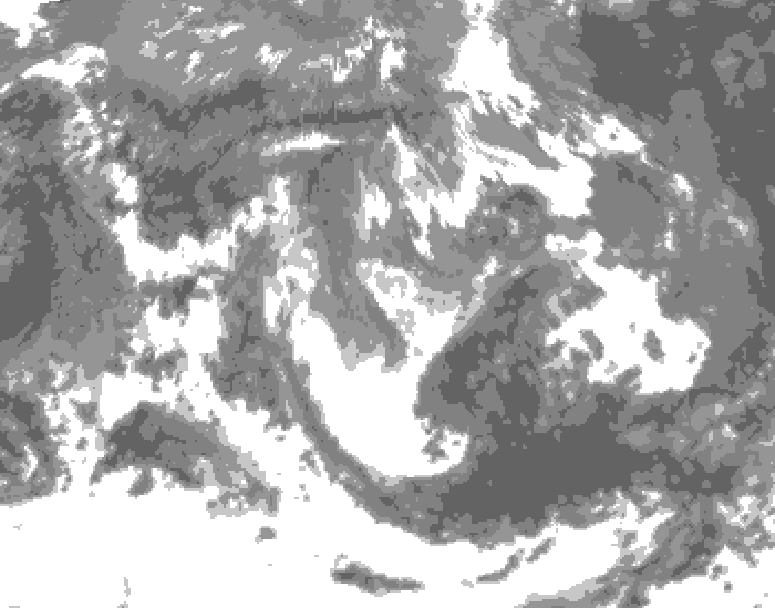 GDPS total cloud 048 hour forecast chart for Canada based on 2025/05/20 1200Z data