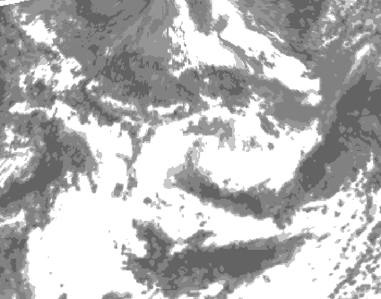 GDPS total cloud 120 hour forecast chart for Canada based on 2025/05/20 1200Z data
