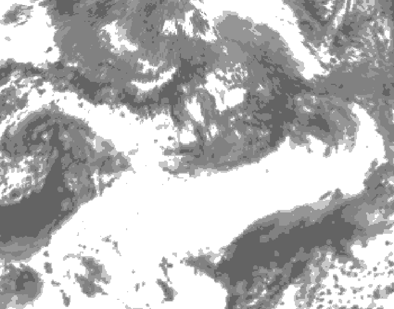 GDPS total cloud 180 hour forecast chart for Canada based on 2025/05/21 0000Z data