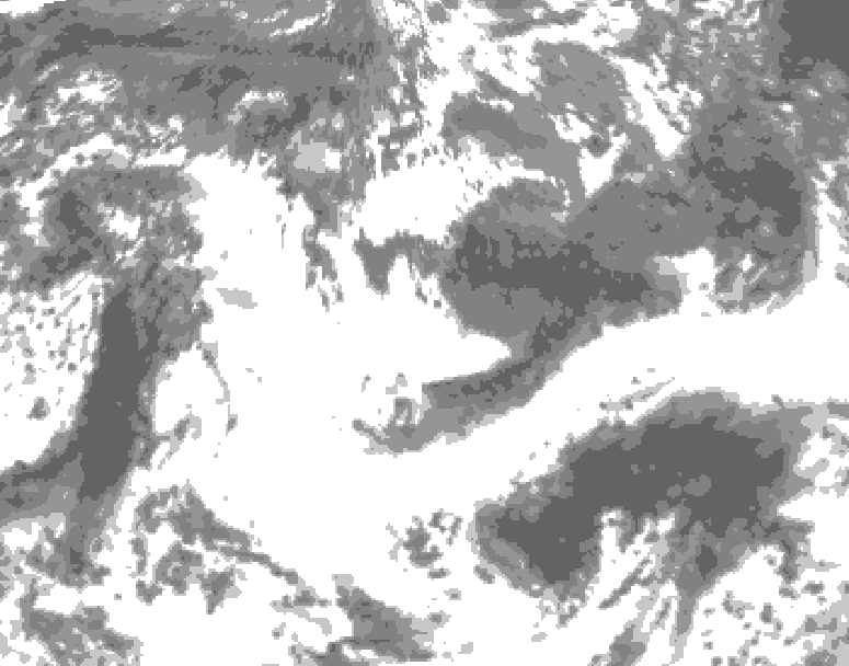 GDPS total cloud 180 hour forecast chart for Canada based on 2025/05/21 1200Z data