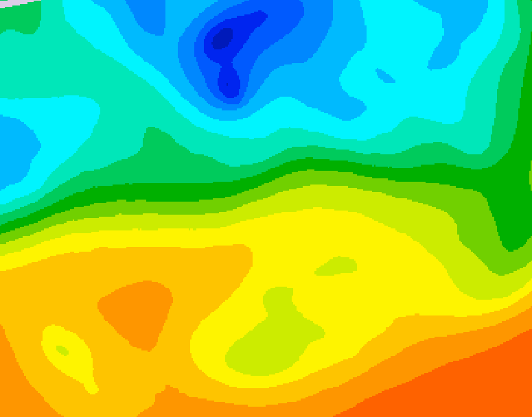 GDPS 500 millibar geopotential height 138 hour forecast chart for Canada based on 2025/05/22 0000Z data