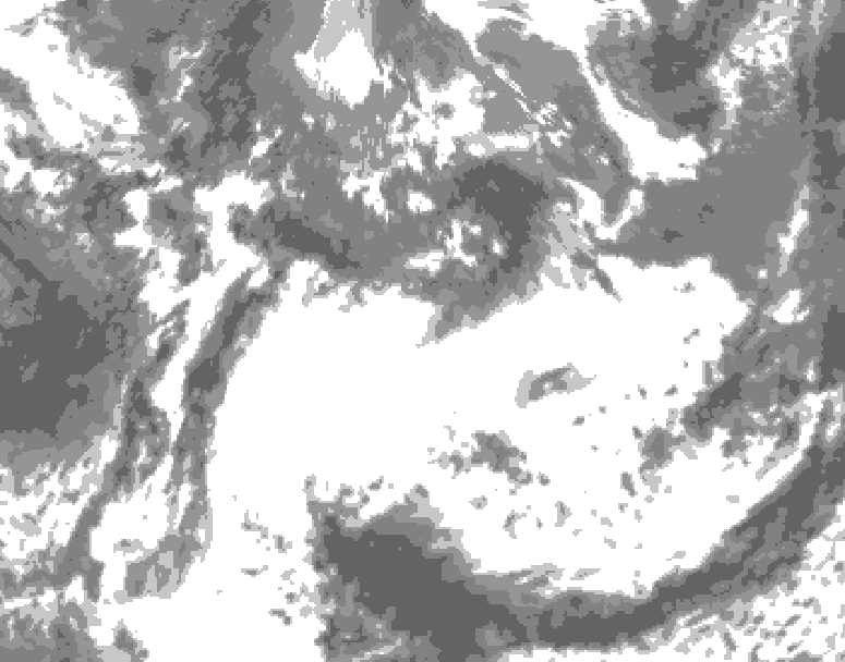 GDPS total cloud 102 hour forecast chart for Canada based on 2025/05/22 1200Z data