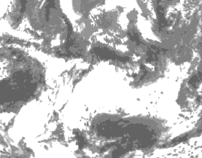 GDPS total cloud 126 hour forecast chart for Canada based on 2025/05/22 1200Z data