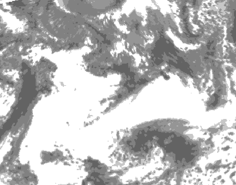 GDPS total cloud 150 hour forecast chart for Canada based on 2025/05/22 1200Z data