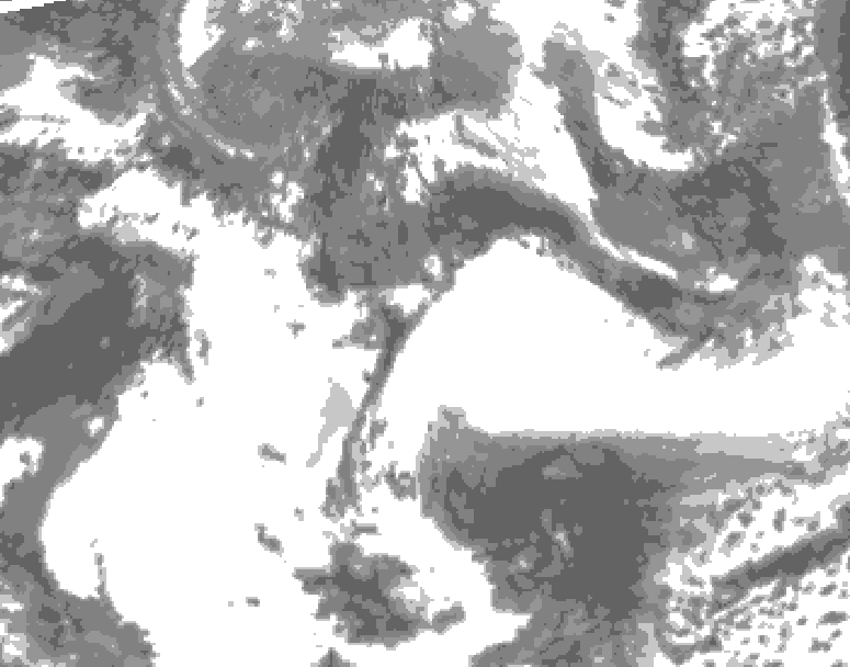 GDPS total cloud 132 hour forecast chart for Canada based on 2025/05/23 0000Z data