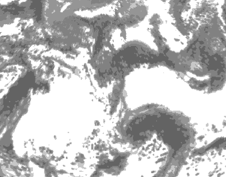 GDPS total cloud 144 hour forecast chart for Canada based on 2025/05/23 0000Z data