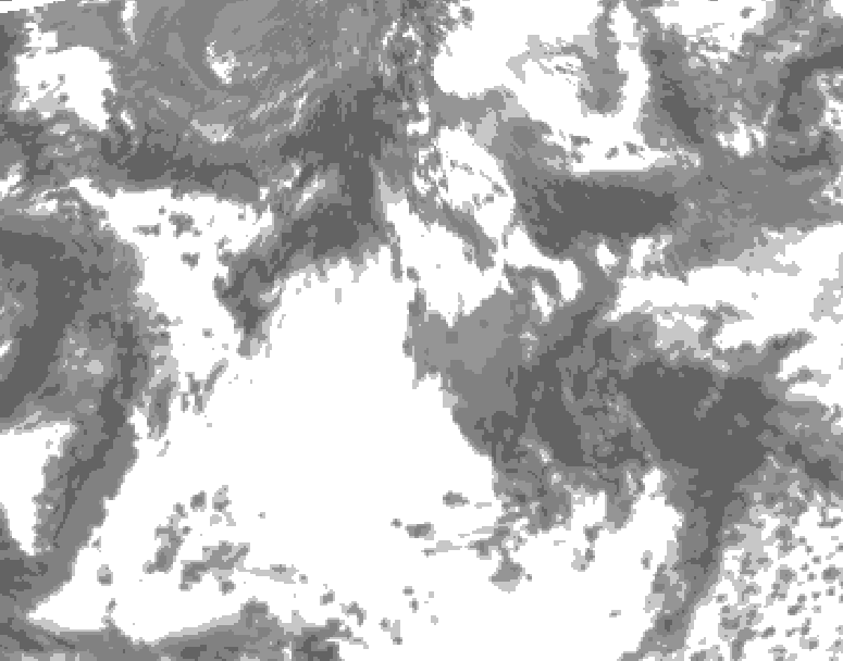 GDPS total cloud 168 hour forecast chart for Canada based on 2025/05/23 1200Z data