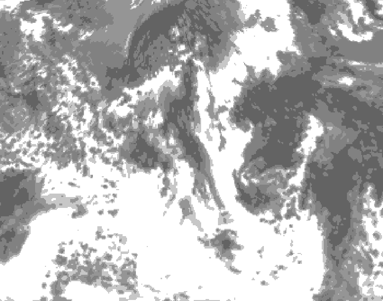 GDPS total cloud 168 hour forecast chart for Canada based on 2025/05/25 0000Z data