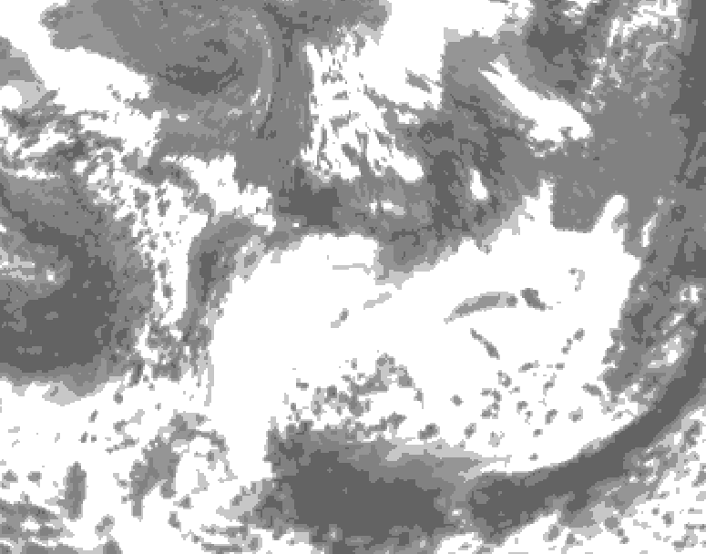 GDPS total cloud 036 hour forecast chart for Canada based on 2025/05/25 1200Z data
