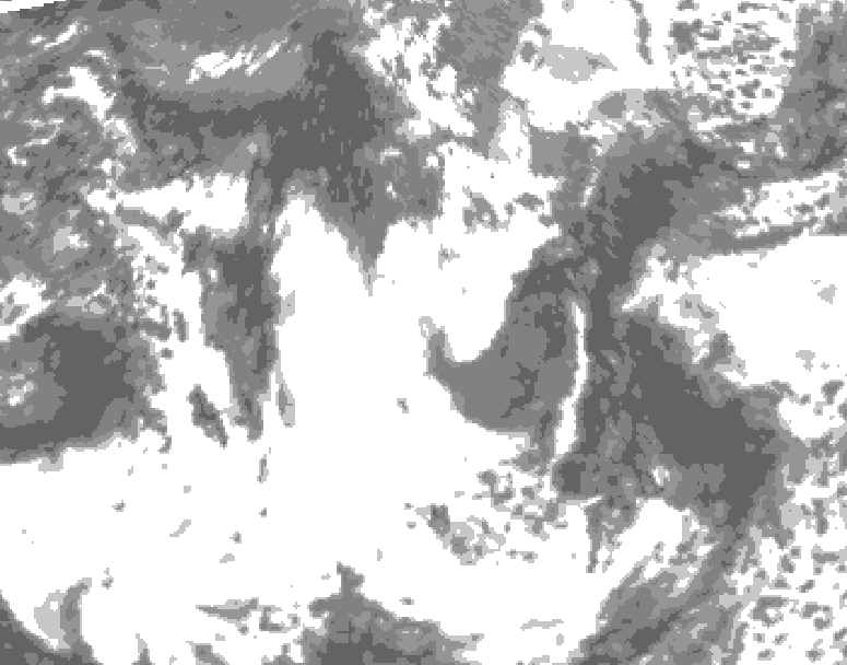 GDPS total cloud 120 hour forecast chart for Canada based on 2025/05/25 1200Z data