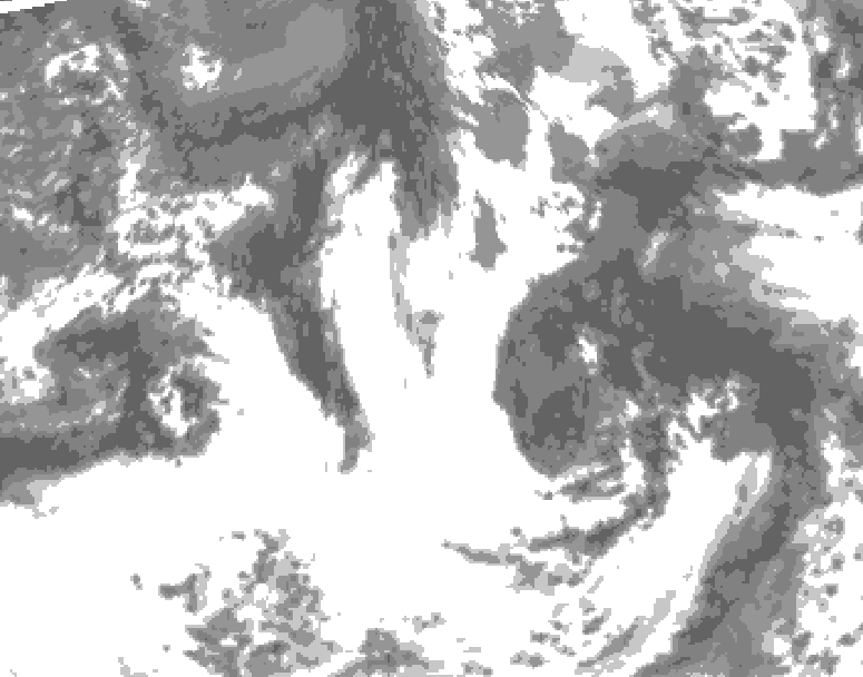 GDPS total cloud 132 hour forecast chart for Canada based on 2025/05/25 1200Z data