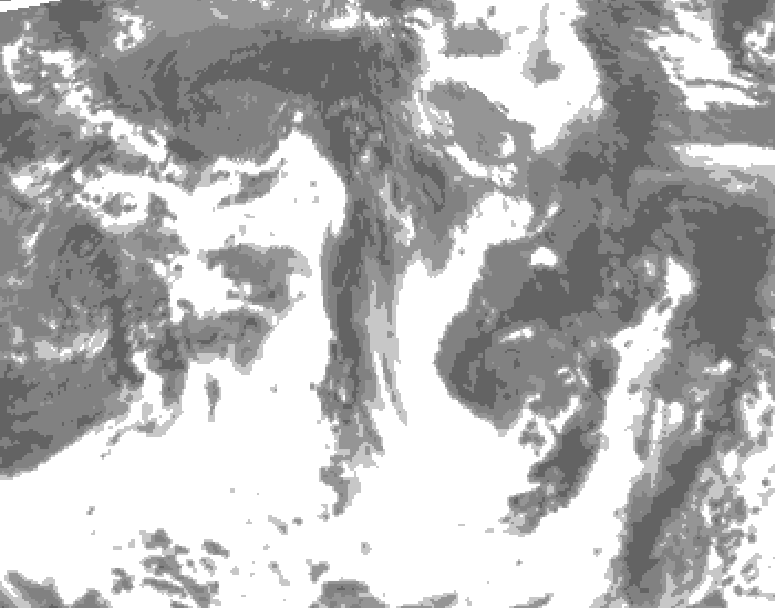 GDPS total cloud 132 hour forecast chart for Canada based on 2025/05/26 0000Z data