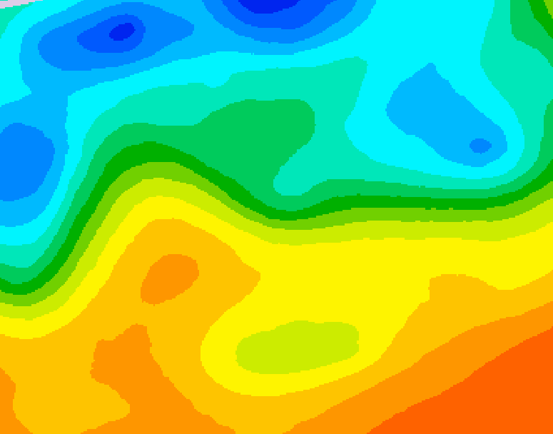 GDPS 500 millibar geopotential height 036 hour forecast chart for Canada based on 2025/05/27 1200Z data