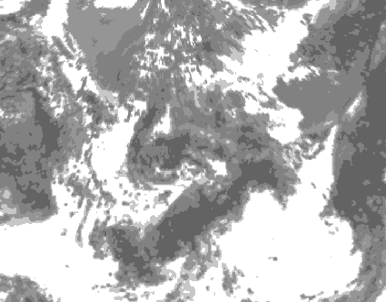 GDPS total cloud 132 hour forecast chart for Canada based on 2025/05/29 1200Z data