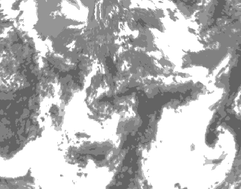 GDPS total cloud 150 hour forecast chart for Canada based on 2025/05/29 1200Z data