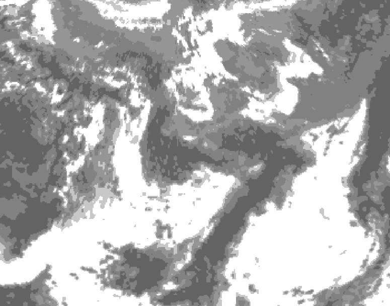GDPS total cloud 132 hour forecast chart for Canada based on 2025/05/30 0000Z data