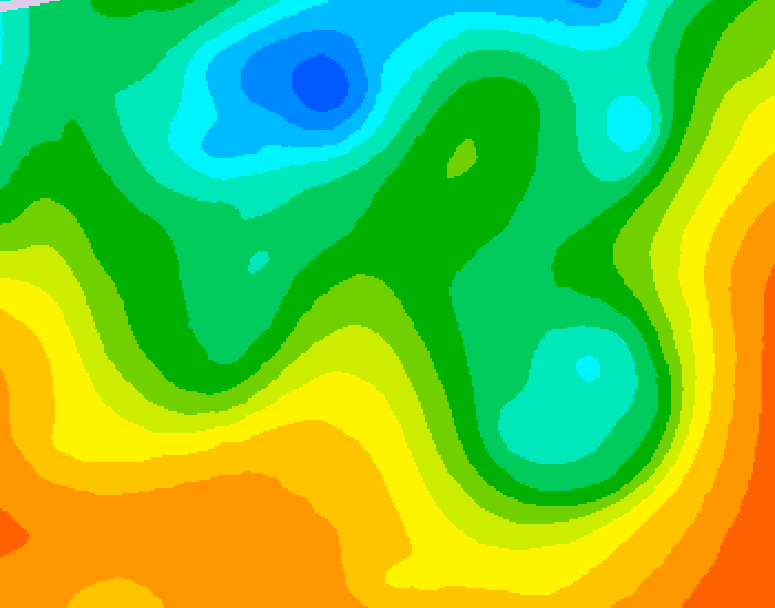 GDPS 500 millibar geopotential height 036 hour forecast chart for Canada based on 2025/05/31 0000Z data