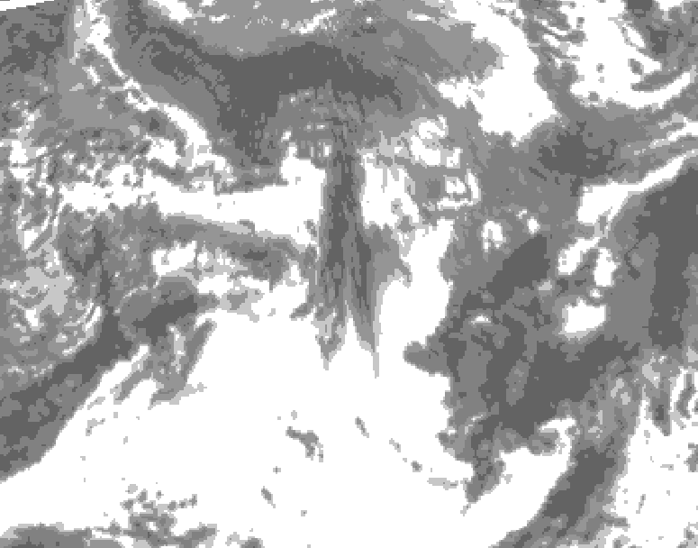 GDPS total cloud 012 hour forecast chart for Canada based on 2025/05/31 0000Z data