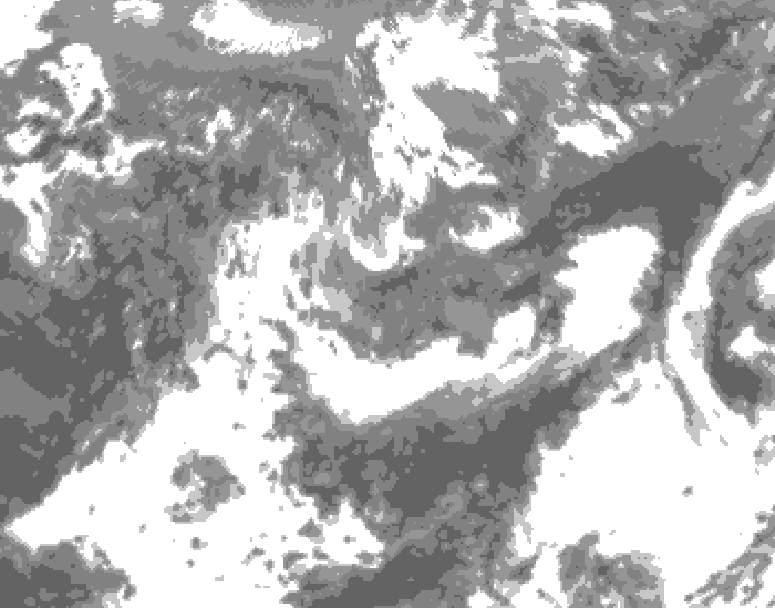 GDPS total cloud 132 hour forecast chart for Canada based on 2025/05/31 0000Z data