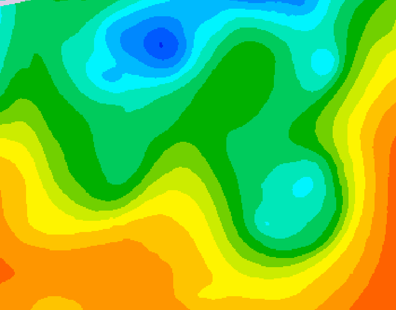 GDPS 500 millibar geopotential height 012 hour forecast chart for Canada based on 2025/06/01 0000Z data