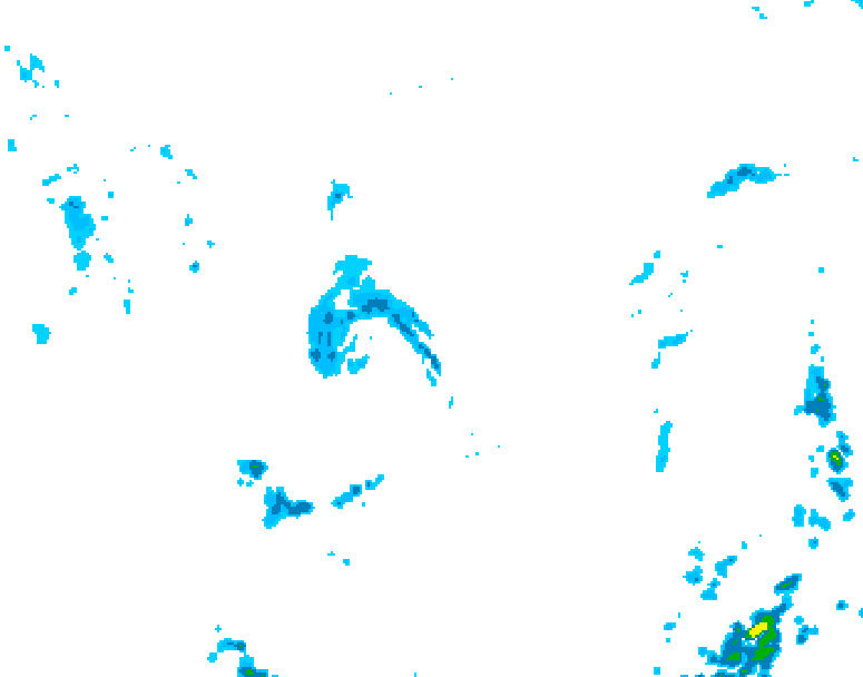 GDPS precipitation 036 hour forecast chart for Canada based on 2025/06/01 0000Z data