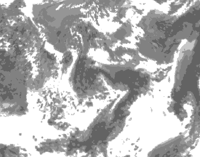 GDPS total cloud 072 hour forecast chart for Canada based on 2025/06/01 0000Z data