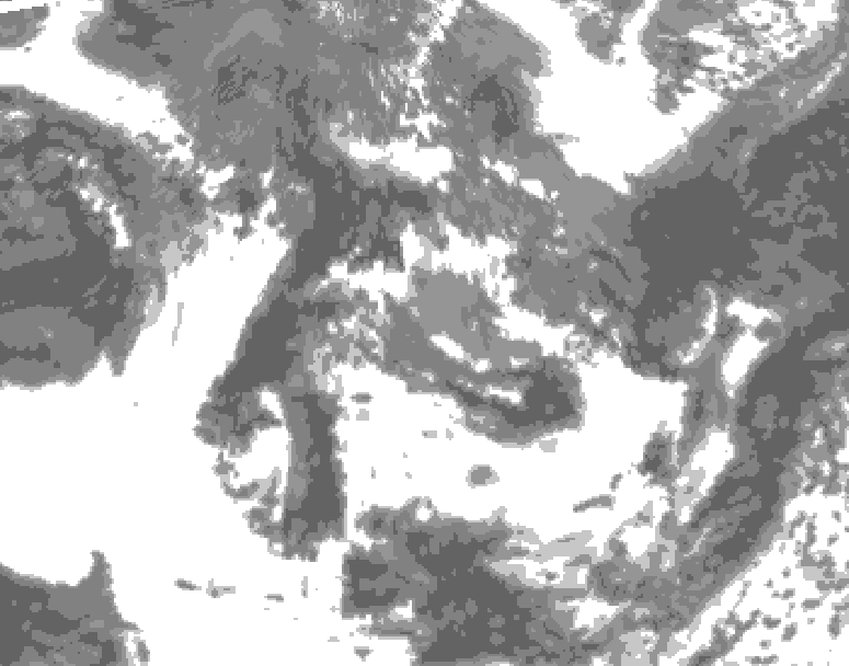 GDPS total cloud 180 hour forecast chart for Canada based on 2025/06/01 0000Z data