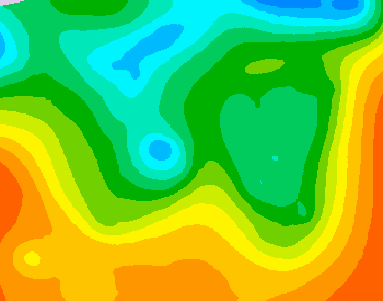 GDPS 500 millibar geopotential height 012 hour forecast chart for Canada based on 2025/06/02 0000Z data