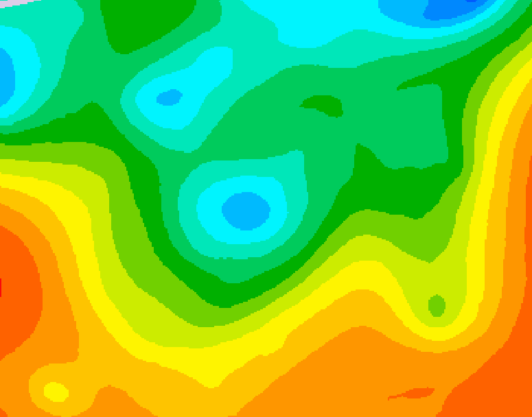 GDPS 500 millibar geopotential height 036 hour forecast chart for Canada based on 2025/06/02 0000Z data