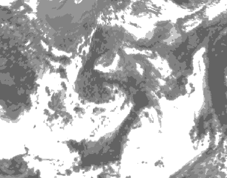 GDPS total cloud 036 hour forecast chart for Canada based on 2025/06/02 0000Z data