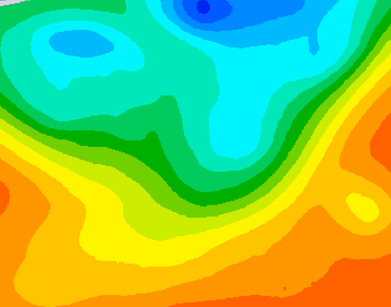 GDPS 500 millibar geopotential height 036 hour forecast chart for Canada based on 2025/06/04 1200Z data