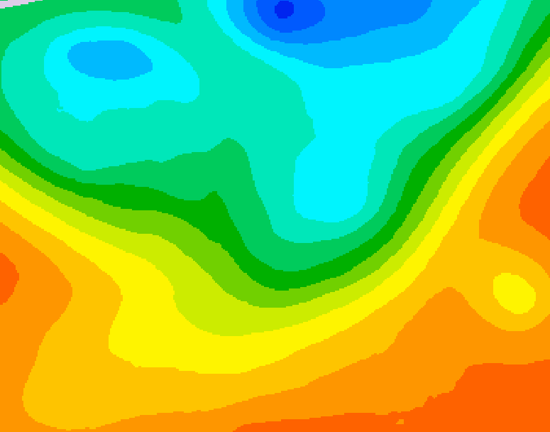 GDPS 500 millibar geopotential height 024 hour forecast chart for Canada based on 2025/06/05 0000Z data