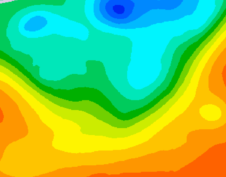 GDPS 500 millibar geopotential height 036 hour forecast chart for Canada based on 2025/06/05 0000Z data