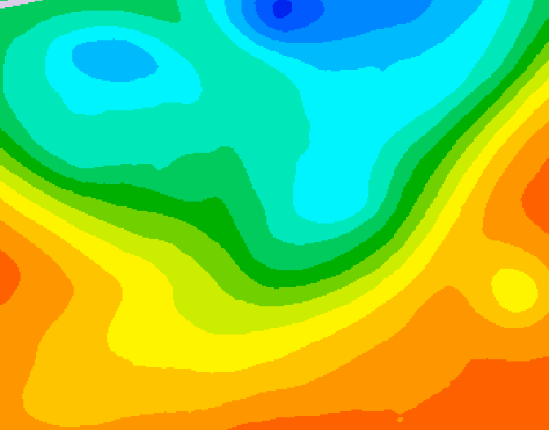 GDPS 500 millibar geopotential height 012 hour forecast chart for Canada based on 2025/06/05 1200Z data