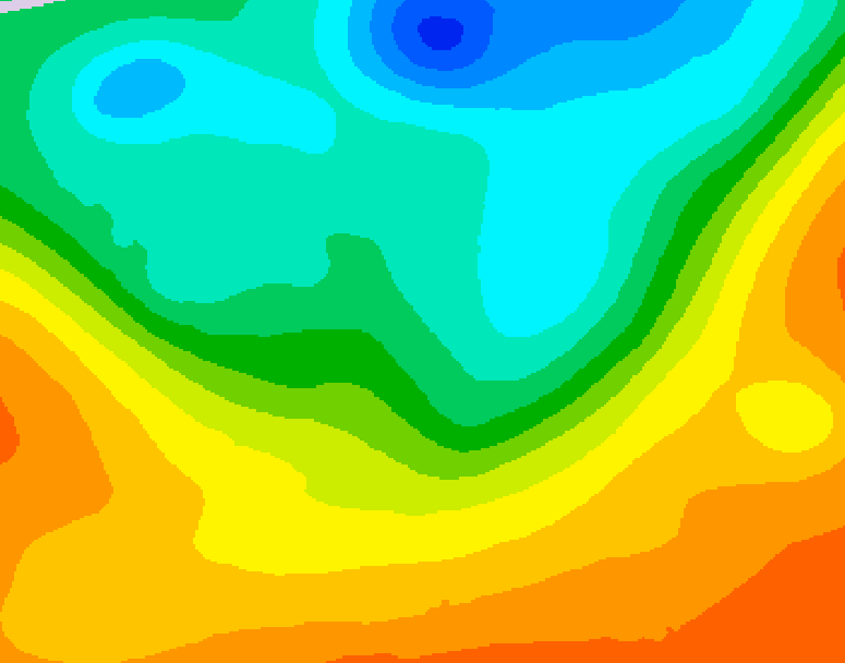 GDPS 500 millibar geopotential height 024 hour forecast chart for Canada based on 2025/06/05 1200Z data