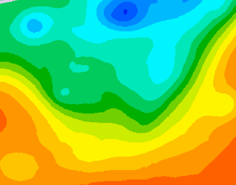 GDPS 500 millibar geopotential height 036 hour forecast chart for Canada based on 2025/06/05 1200Z data
