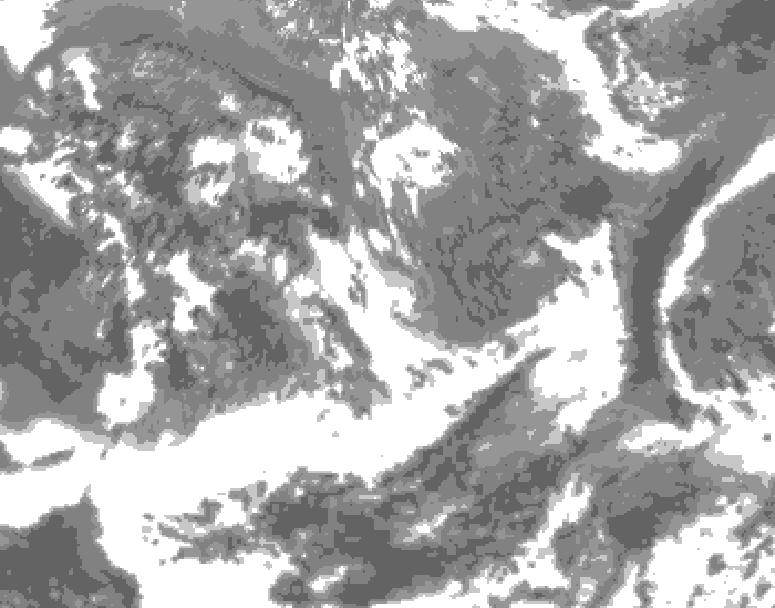 GDPS total cloud 036 hour forecast chart for Canada based on 2025/06/05 0000Z data