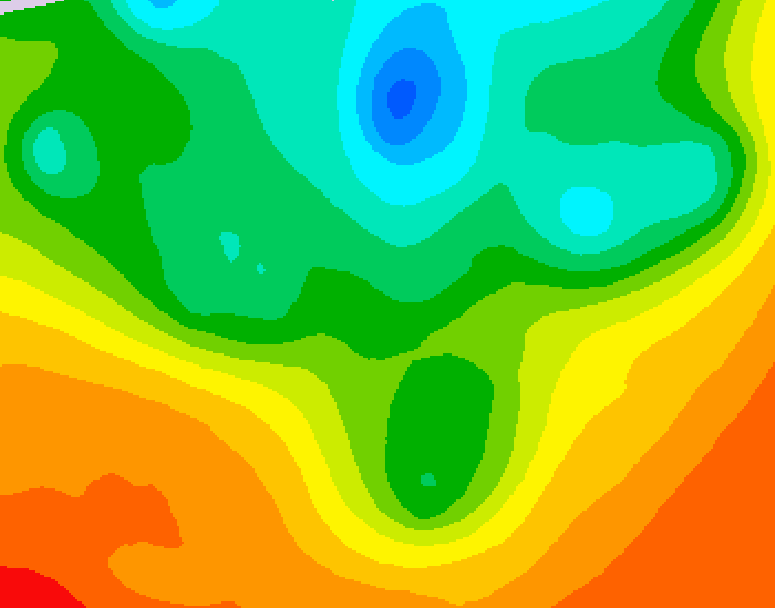 GDPS 500 millibar geopotential height 042 hour forecast chart for Canada based on 2025/06/08 0000Z data