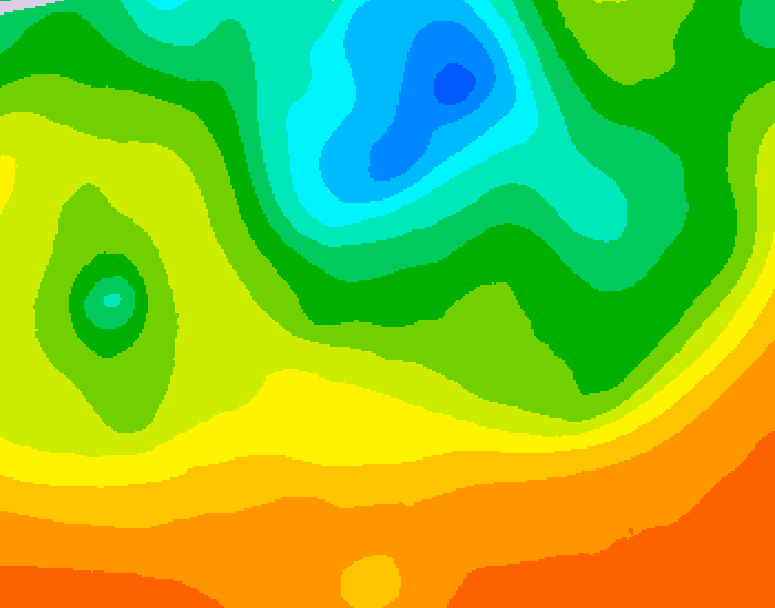 GDPS 500 millibar geopotential height 132 hour forecast chart for Canada based on 2025/06/08 0000Z data