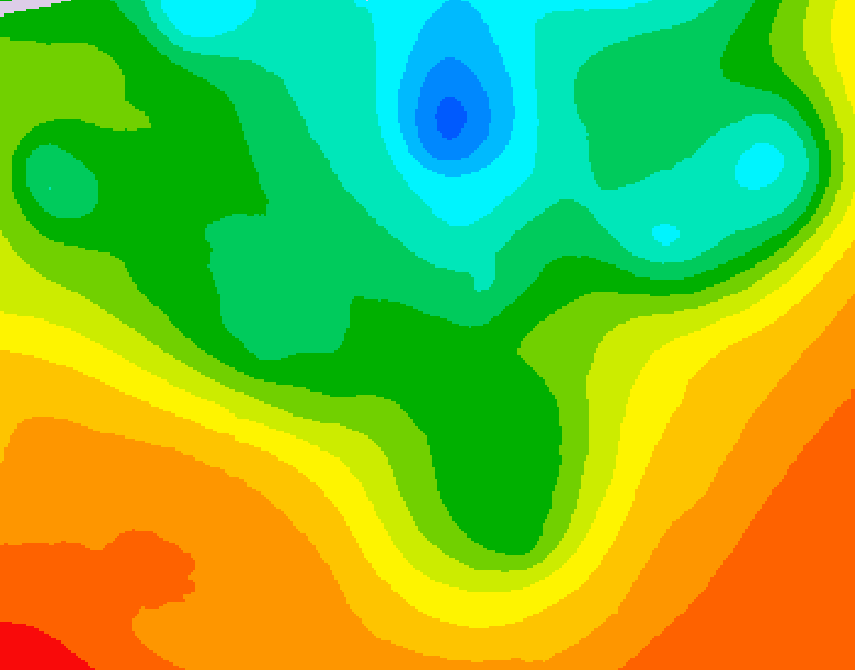 GDPS 500 millibar geopotential height 036 hour forecast chart for Canada based on 2025/06/08 1200Z data