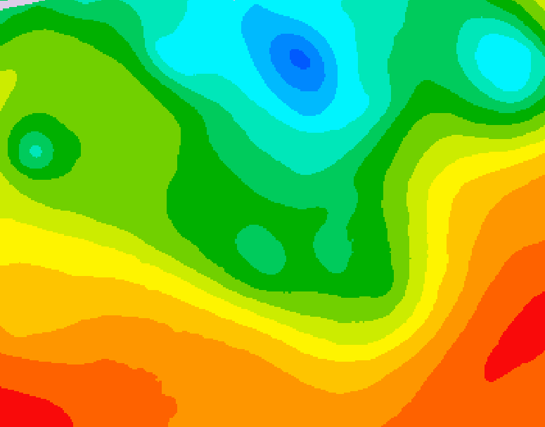 GDPS 500 millibar geopotential height 024 hour forecast chart for Canada based on 2025/06/10 0000Z data
