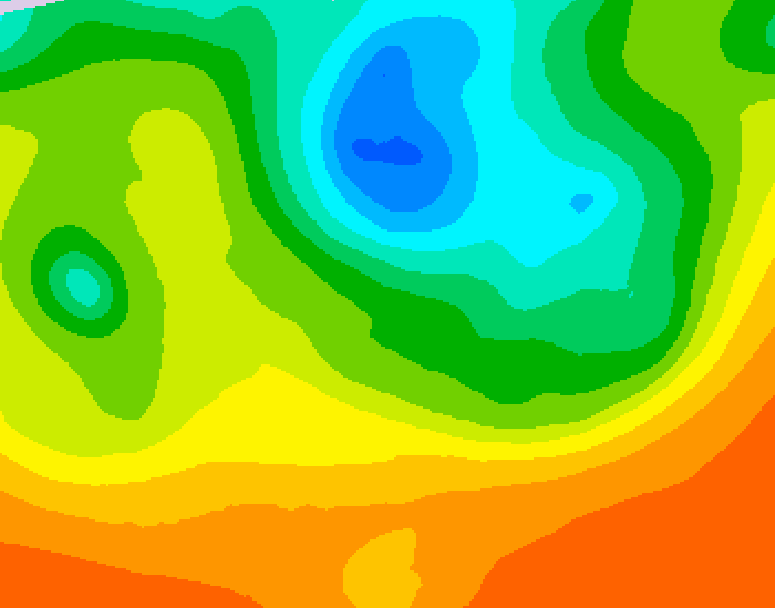 GDPS 500 millibar geopotential height 036 hour forecast chart for Canada based on 2025/06/11 1200Z data