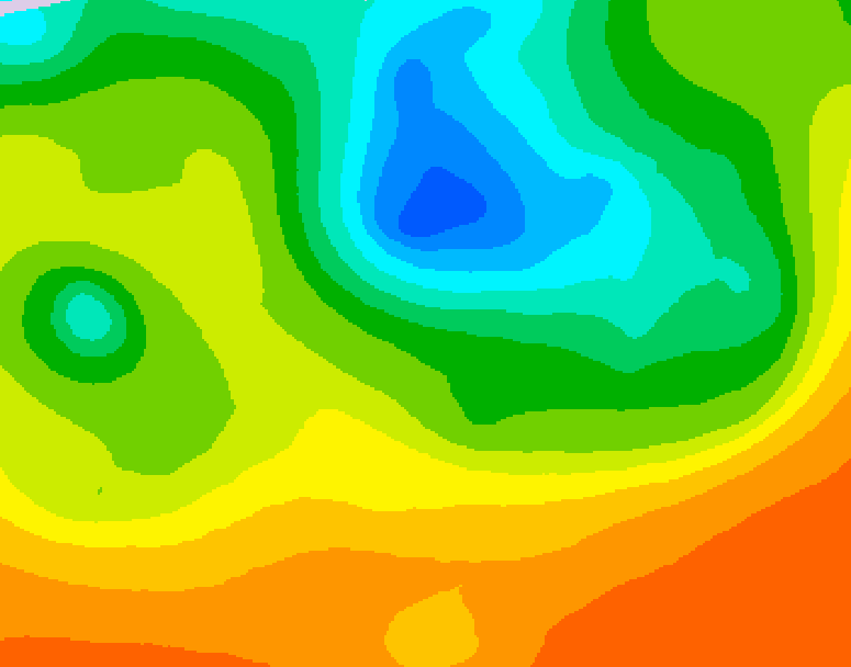 GDPS 500 millibar geopotential height 036 hour forecast chart for Canada based on 2025/06/12 0000Z data