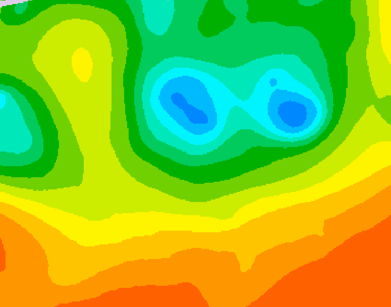 GDPS 500 millibar geopotential height 132 hour forecast chart for Canada based on 2025/06/12 0000Z data