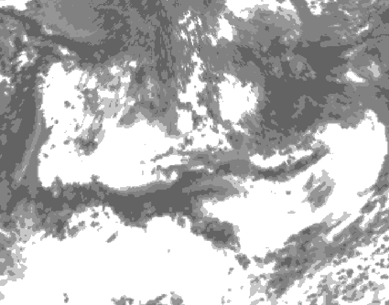 GDPS total cloud 240 hour forecast chart for Canada based on 2025/06/12 1200Z data