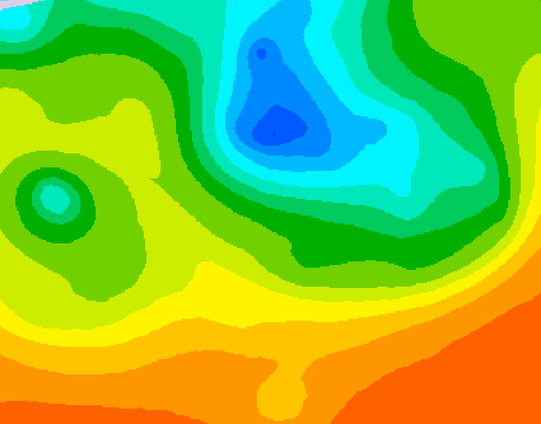 GDPS 500 millibar geopotential height 012 hour forecast chart for Canada based on 2025/06/13 0000Z data