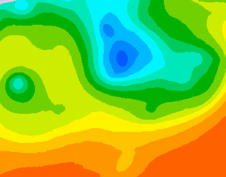 GDPS 500 millibar geopotential height 024 hour forecast chart for Canada based on 2025/06/13 0000Z data