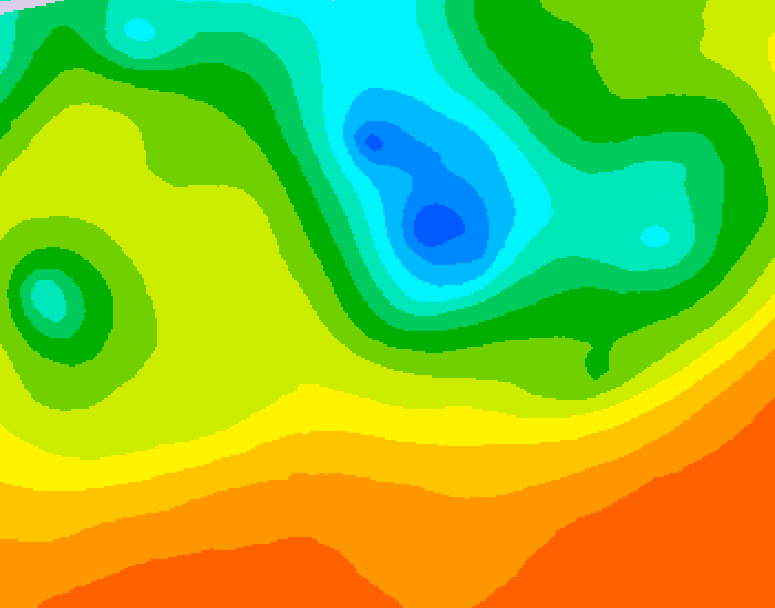 GDPS 500 millibar geopotential height 012 hour forecast chart for Canada based on 2025/06/14 0000Z data