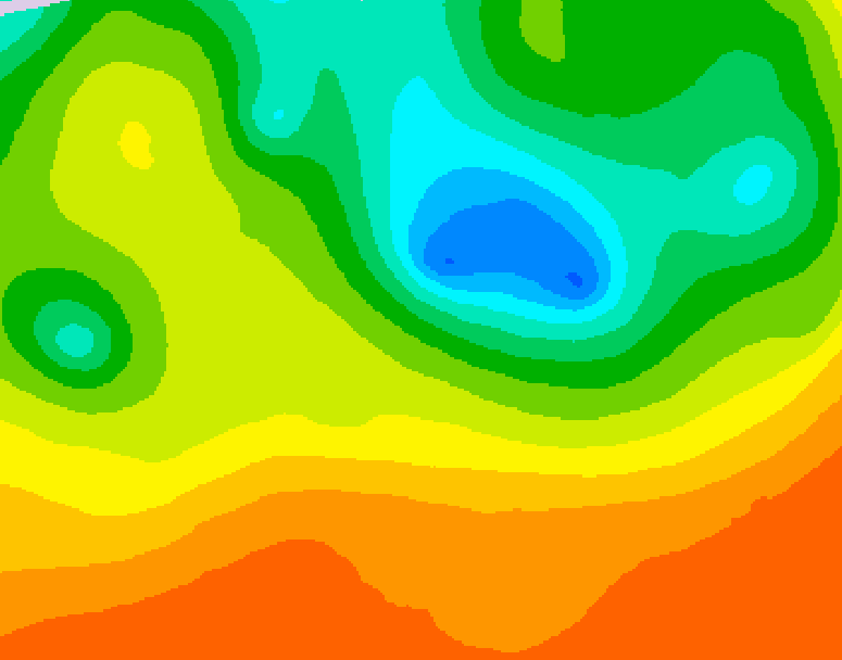 GDPS 500 millibar geopotential height 036 hour forecast chart for Canada based on 2025/06/14 0000Z data
