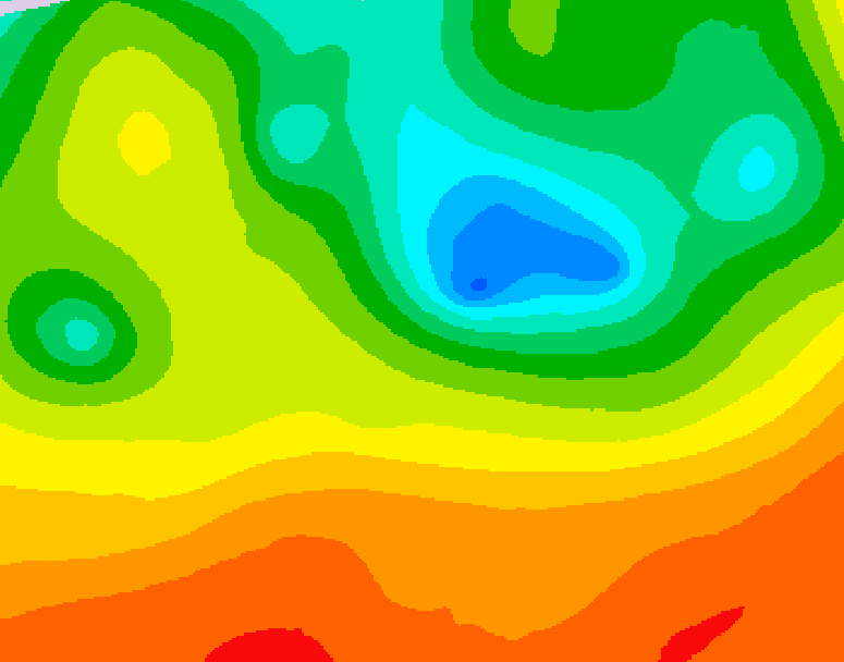 GDPS 500 millibar geopotential height 042 hour forecast chart for Canada based on 2025/06/14 0000Z data